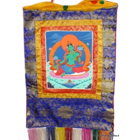 Tangka Tibétaine Tara Verte 44 x 73 cm (thangka) Tentures tibétaines Bouddha TANkTV1