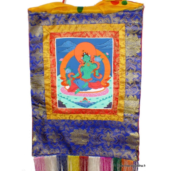 Tangka Tibétaine Tara Verte 44 x 73 cm (thangka) Tentures tibétaines Bouddha TANkTV1