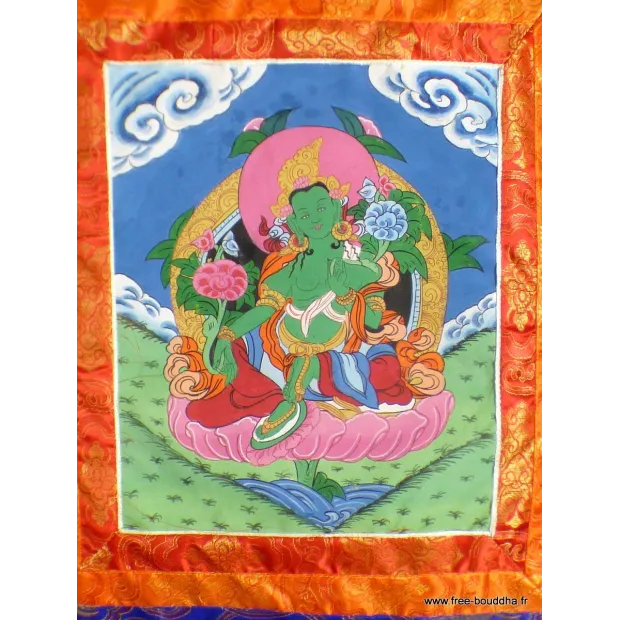 Tangka tibétain peinture Tara Verte DEFAUT - Thangkas tibétains