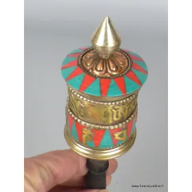 Moulin à prière tibétain bicolore 22 cm - Moulins à Prières tibétains