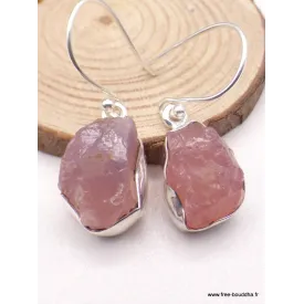 Boucles d'oreilles en Quartz rose brut - Bijoux en Quartz Rose