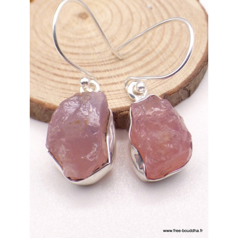 Boucles d'oreilles en Quartz rose brut Bijoux en Quartz Rose PAC95.2