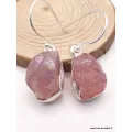Boucles d'oreilles en Quartz rose brut - Bijoux en Quartz Rose