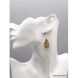 Boucles d'oreilles goutte Jaspe Oeil d'oiseau mexicain - Bijoux en Jaspe