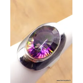 Bague Quartz Mystique argent lisse taille 53 - Bijoux en Quartz Mystique