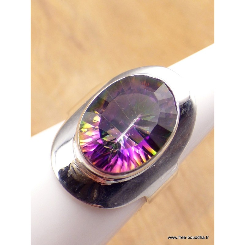 Bague Quartz Mystique argent lisse taille 53 Bijoux en Quartz Mystique XV132.1