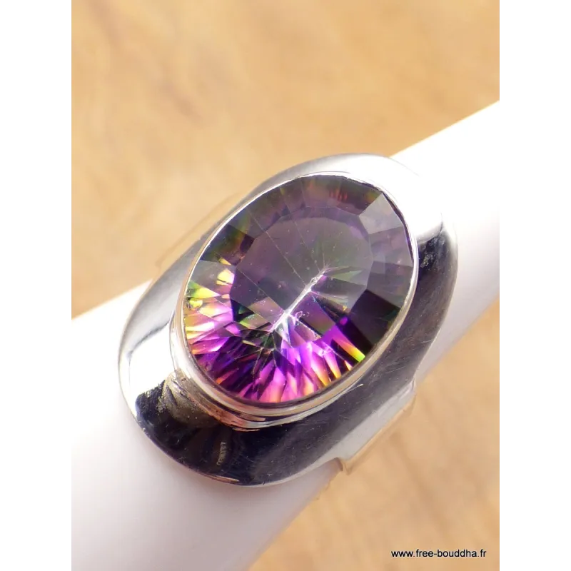 Bague Quartz Mystique argent lisse taille 53 - Bijoux en Quartz Mystique