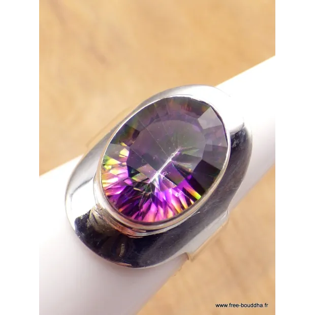 Bague Quartz Mystique argent lisse taille 53 - Bijoux en Quartz Mystique