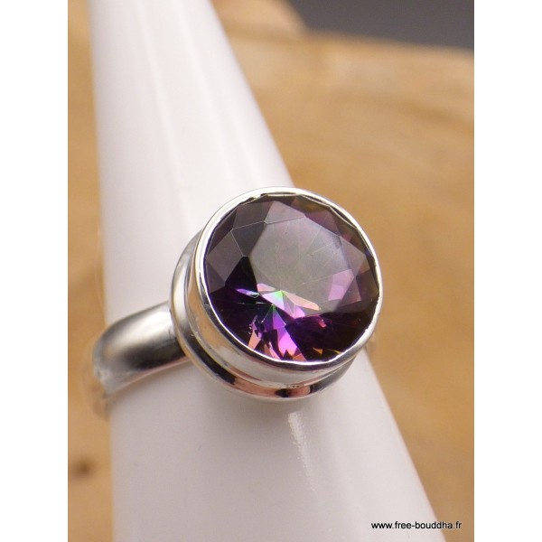 Petite bague ronde en Quartz Mystique taille 54/55 Bijoux en Quartz Mystique XV132.2
