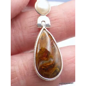 Boucles d'oreilles pendantes Pietersite perle - Bijoux en Pietersite
