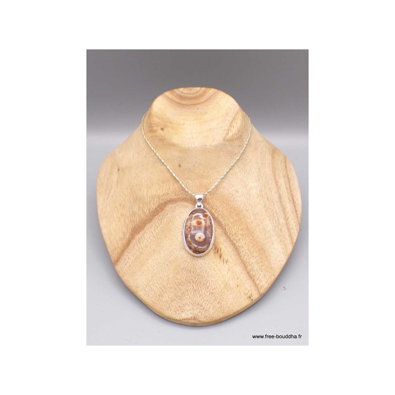 Pendentif Goutte En Jaspe Coquelicot Et Argent 925 - Pierre Polie Naturelle, 8,91g, Neuf Sans Emballage