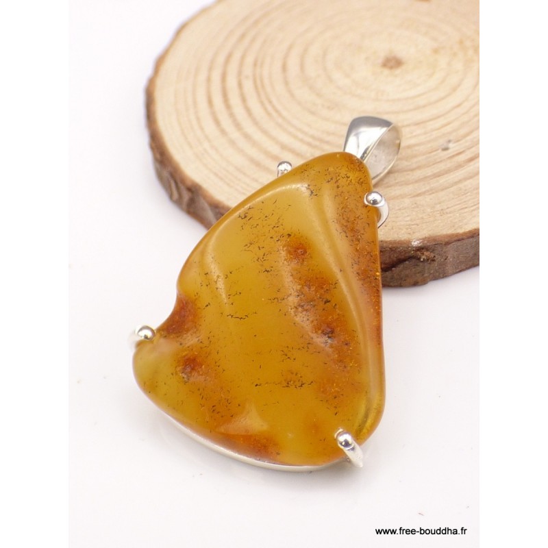 Pendentif Ambre naturel serti griffes Pendentifs pierres naturelles WL18.6