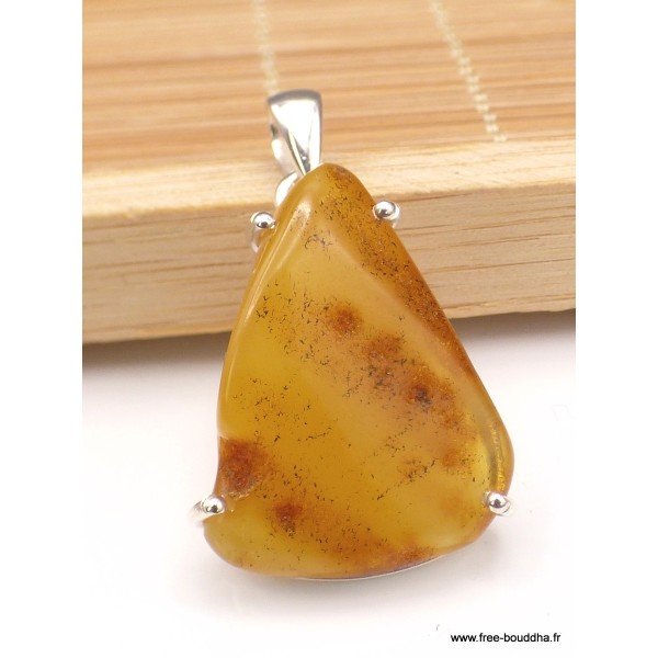 Pendentif Ambre naturel serti griffes Pendentifs pierres naturelles WL18.6