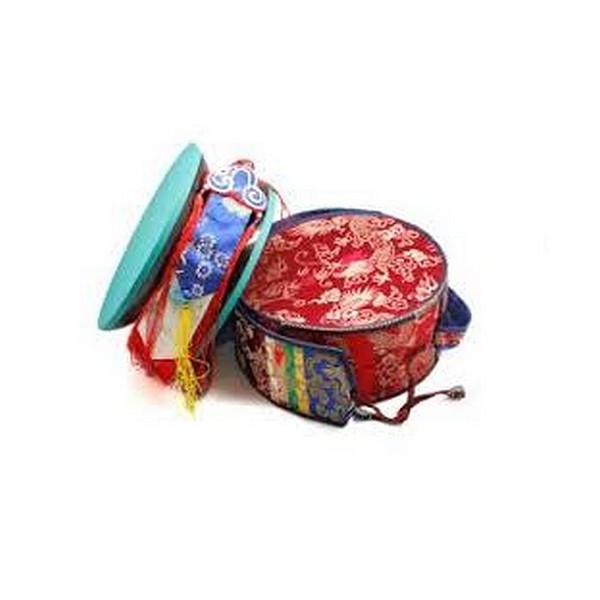 Damaru tibétain de rituel 23 cm Instrument de musique Bouddhiste DAMA23