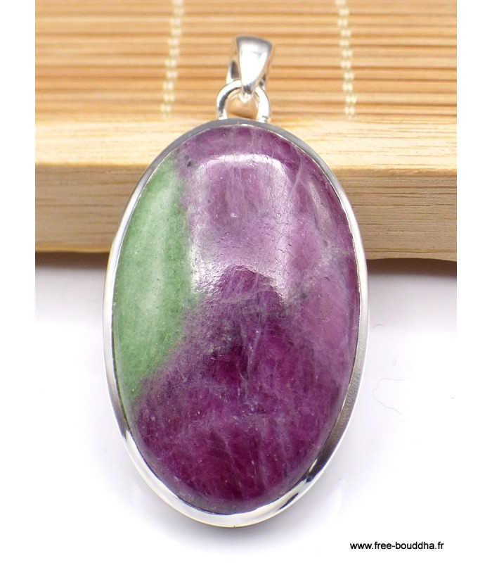 Pendentif Rubis sur Zoïzite forme ovale Pendentifs pierres naturelles PU8.1