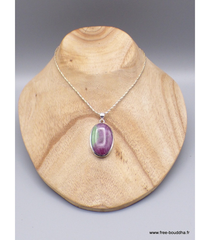 Pendentif Rubis sur Zoïzite forme ovale Pendentifs pierres naturelles PU8.1