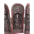 Temple triptyque bouddhiste Ganesh portatif rouge - Objets rituels bouddhistes