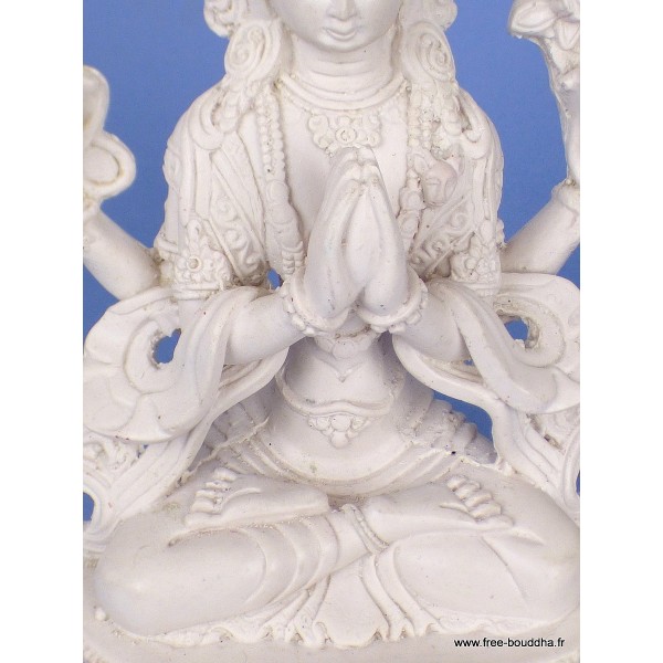 Statuette bouddhiste Chenrezi résine blanche 20 cm Statuettes Bouddhistes STACB1