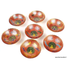 Bols d'offrandes laiton émaillé rouge 10 cm - Bols d'offrandes bouddhistes