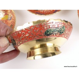 Bols d'offrandes laiton émaillé rouge 10 cm Bols d'offrandes bouddhistes BOLEM1