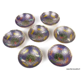 Bols d'offrandes laiton émaillé bleu 10 cm - Bols d'offrandes bouddhistes