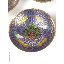 Bols d'offrandes laiton émaillé bleu 10 cm Bols d'offrandes bouddhistes BOLEM2