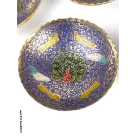 Bols d'offrandes laiton émaillé bleu 10 cm - Bols d'offrandes bouddhistes