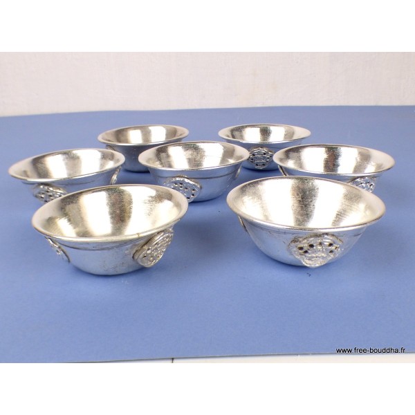Bols d'offrandes bouddhistes plaqué argent 7 cm Bols d'offrandes bouddhistes BOPA2