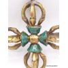 Double dorje varja bouddhiste laiton et pierres 11 cm Cloches et dorjé tibétains DD1