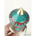Moulin à prière tibétain 25 cm serti de pierres - Objets rituels bouddhistes