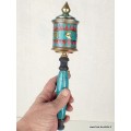 Moulin à prière tibétain 25 cm serti de pierres Objets rituels bouddhistes 7001.1