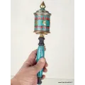 Moulin à prière tibétain 25 cm serti de pierres - Objets rituels bouddhistes
