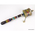 Moulin à prière tibétain 24 cm serti de pierres Objets rituels bouddhistes 7001.2