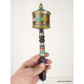 Moulin à prière tibétain 24 cm serti de pierres Objets rituels bouddhistes 7001.2