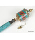 Moulin à prière tibétain 21 cm serti de pierres Objets rituels bouddhistes 7001.3