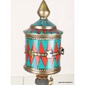 Moulin à prière tibétain 21 cm serti de pierres Objets rituels bouddhistes 7001.3