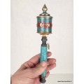 Moulin à prière tibétain 21 cm serti de pierres Objets rituels bouddhistes 7001.3