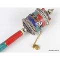 Moulin à prière bouddhiste 20 cm tricolore - Objets rituels bouddhistes