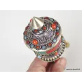 Moulin à prière bouddhiste 20 cm tricolore - Objets rituels bouddhistes