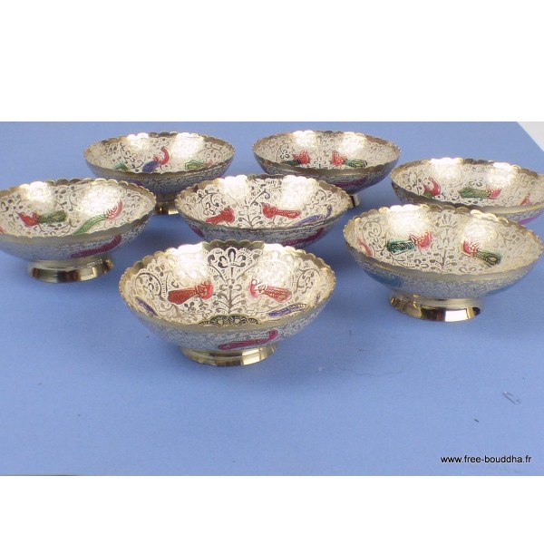 Bols d'offrandes laiton émaillé écru 10 cm Bols d'offrandes bouddhistes BOLEM4