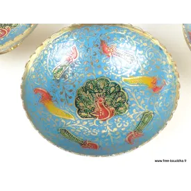 Bols d'offrandes laiton émaillé bleu ciel 10 cm - Bols d'offrandes bouddhistes