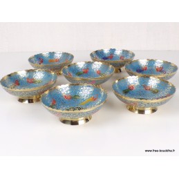 Bols d'offrandes laiton émaillé bleu ciel 10 cm Bols d'offrandes bouddhistes BOLEM5
