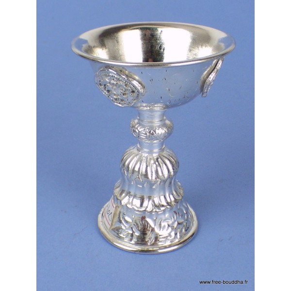 Lampe à beurre tibétaine 10 cm plaqué argent Lampe à beurre bouddhiste lamp31