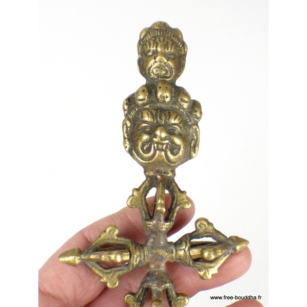 Phurba Dorjé et Bhairava laiton et corail Cloches et dorjé tibétains PHURBA3