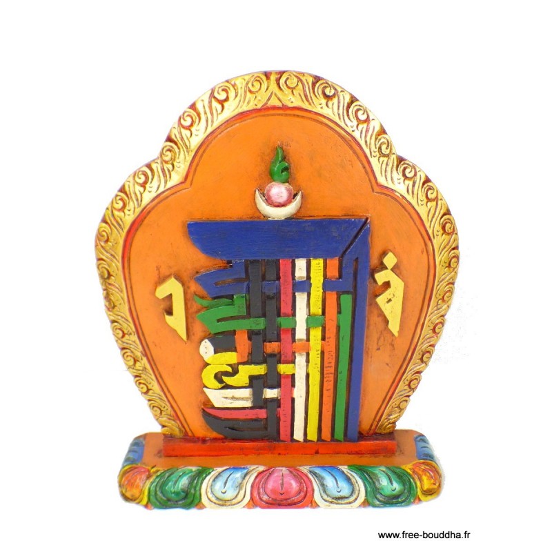 Sculpture bouddhiste sur bois KALACHAKRA Décoration tibétaine SCULP1