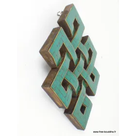 Décoration murale Noeud sans fin en Turquoise - Décoration tibétaine