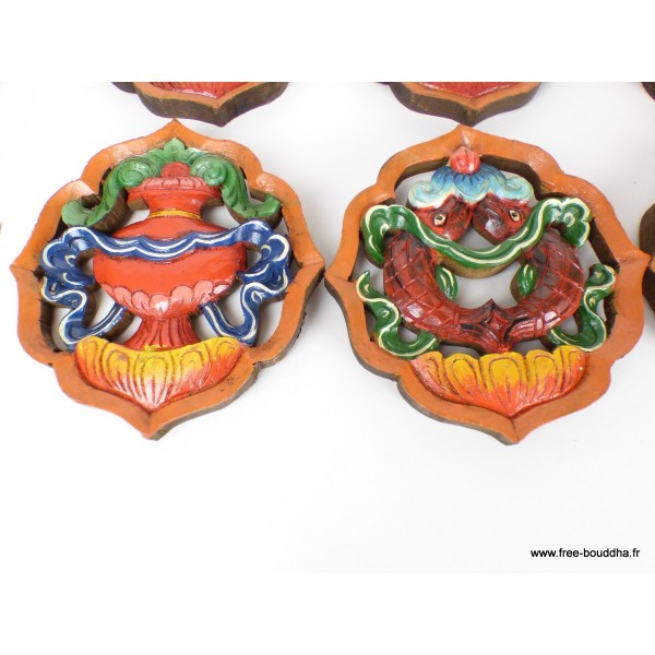 8 Sculptures bouddhistes signes auspicieux Statuettes Bouddhistes SCULP3