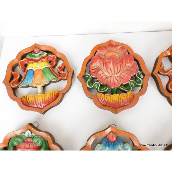 8 Sculptures bouddhistes signes auspicieux Statuettes Bouddhistes SCULP3