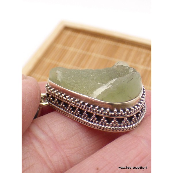 Pendentif Préhnite brute style vintage Bijoux en Préhnite PU19