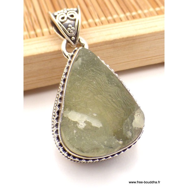 Pendentif Préhnite brute style vintage Bijoux en Préhnite PU19